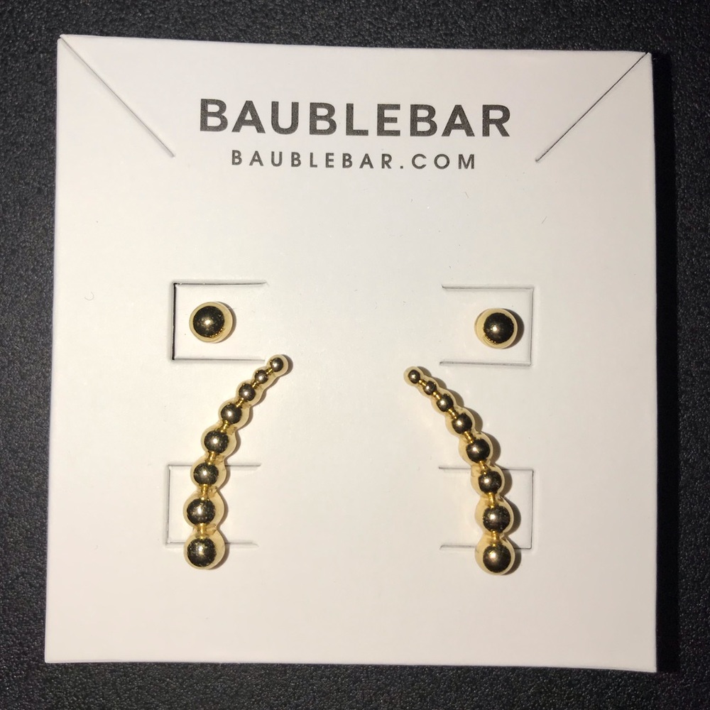 HOST PICK! BaubleBar Gold Orb Ear Crawler 2 PC Set